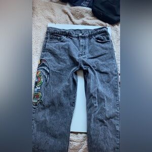 Ed Hardy Charcoal Graphic Jeans